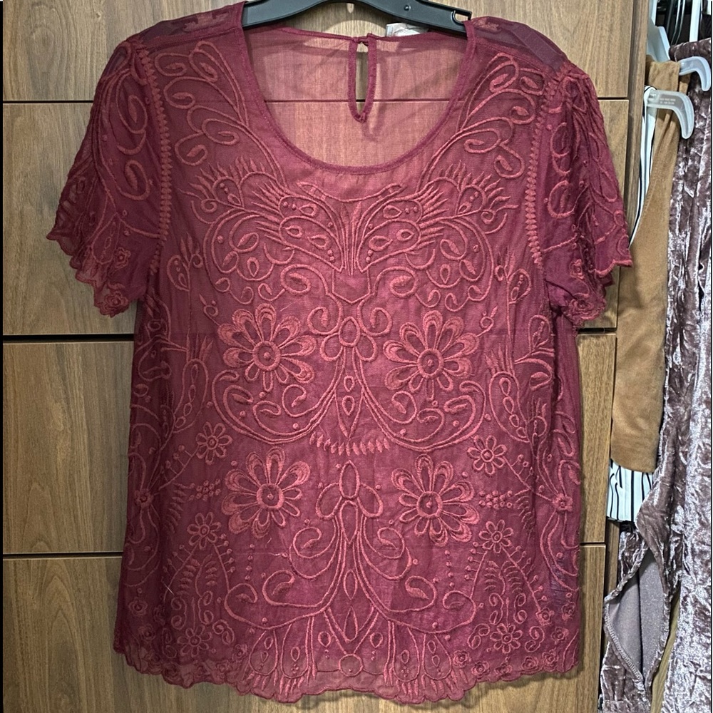 Sheer burgundy top